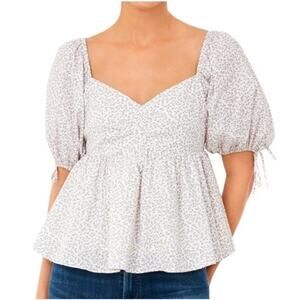 NWOT Tuckernuck Hyacinth House Lavender Society Blouse Ditsy Floral Puff XL